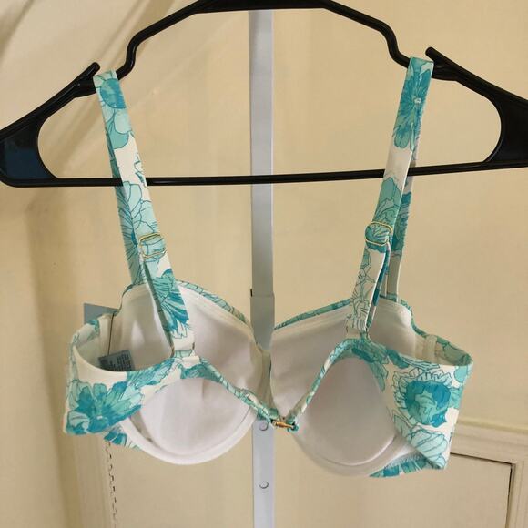 Shade & Shore NWT Womens Floral Print Shirred Balconette Underwire Bikini Top38D - Picture 8 of 9